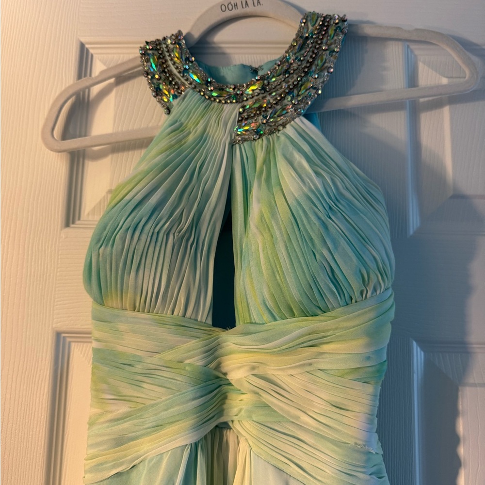 Tony Bowls Aqua and Lime Dress